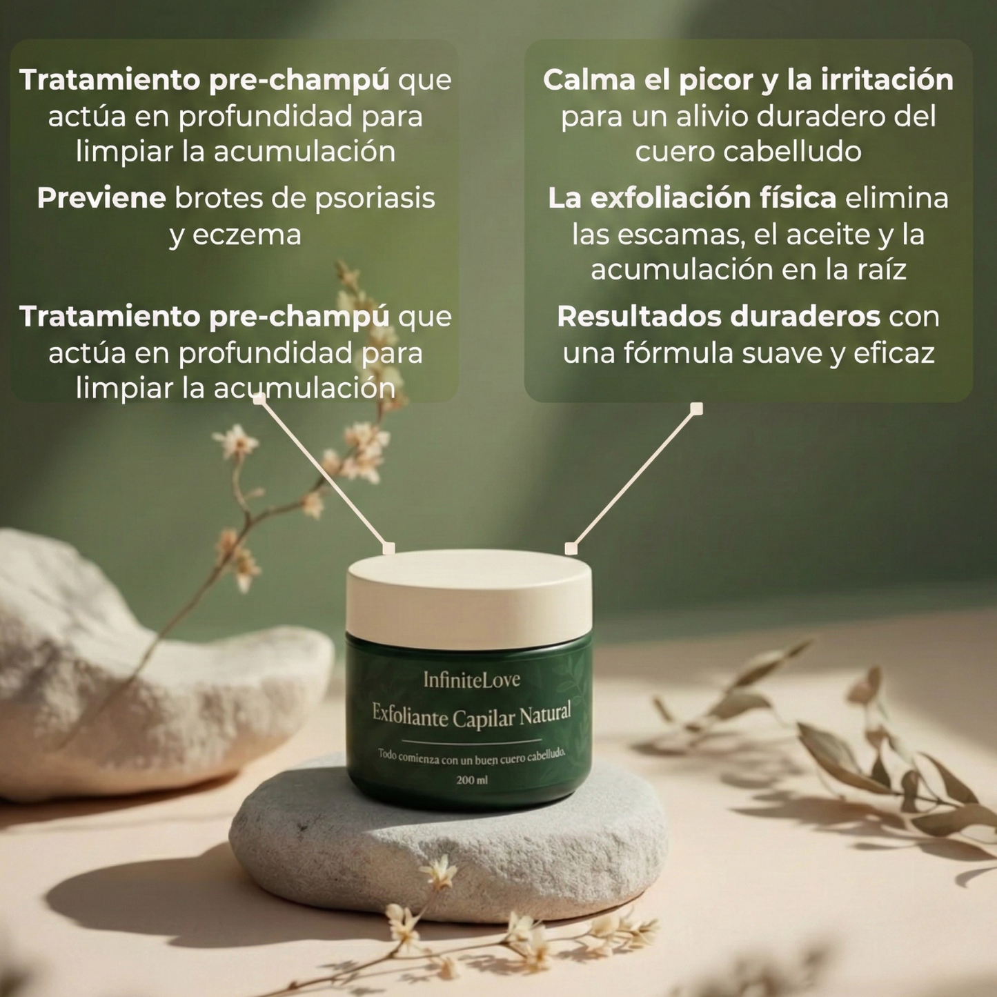 Exfoliante Capilar Natural 'Derma-Calm' con Ácidos Frutales para Psoriasis, Descamación y Alivio del Picor