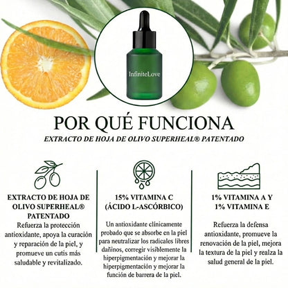 Suero Antioxidante con Vitamina C Estabilizada y Hoja de Oliva para Manchas de la Edad, Firmeza y Elasticidad