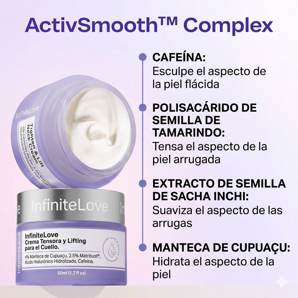 Crema Reafirmante de Cuello y Escote con 2.5% Matribust®, Cafeína y Cupuaçu para Flacidez, Papada y 'Tech Neck'