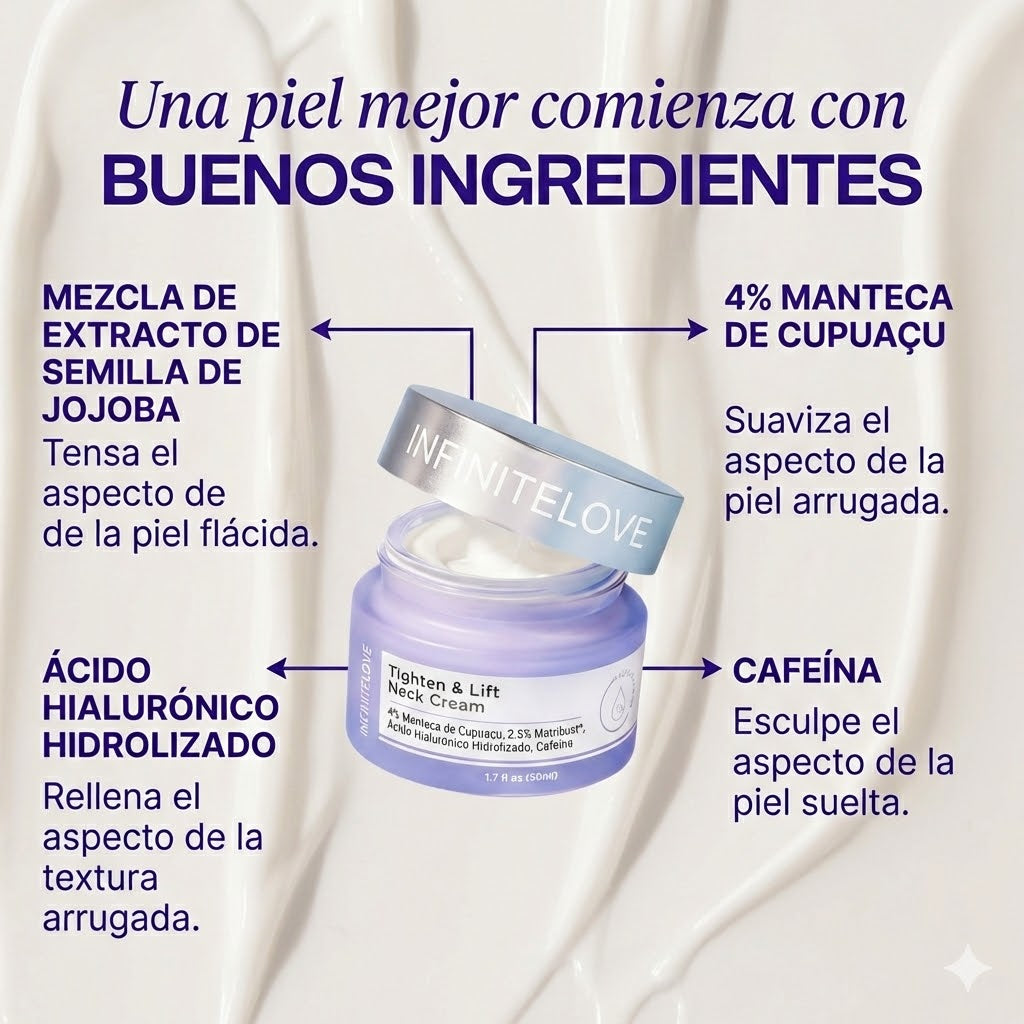Crema Reafirmante de Cuello y Escote con 2.5% Matribust®, Cafeína y Cupuaçu para Flacidez, Papada y 'Tech Neck'