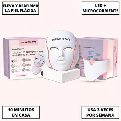 Máscara Facial Anti-Edad de 7 Colores LED y Microcorriente (EMS) para Lifting de Papada y Reafirmar Mejillas