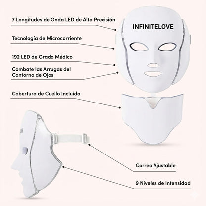 Máscara Facial Anti-Edad de 7 Colores LED y Microcorriente (EMS) para Lifting de Papada y Reafirmar Mejillas